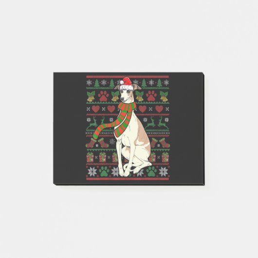 Whippet Santa Claus Funny Dog met Kerstmis Post-it® Notes (Voorkant)