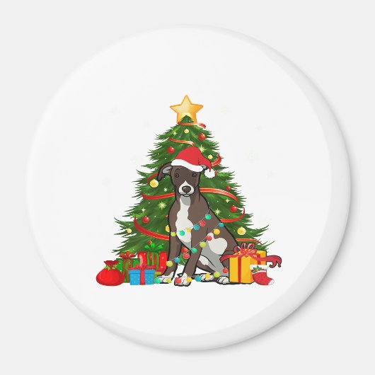 Whippet Santa kerstboom Light | Dog Xmas Magneet (Voorkant)
