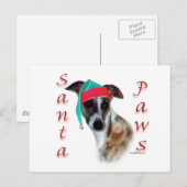 Whippet Santa Paws Feestdagenkaart (Voorkant / Achterkant)