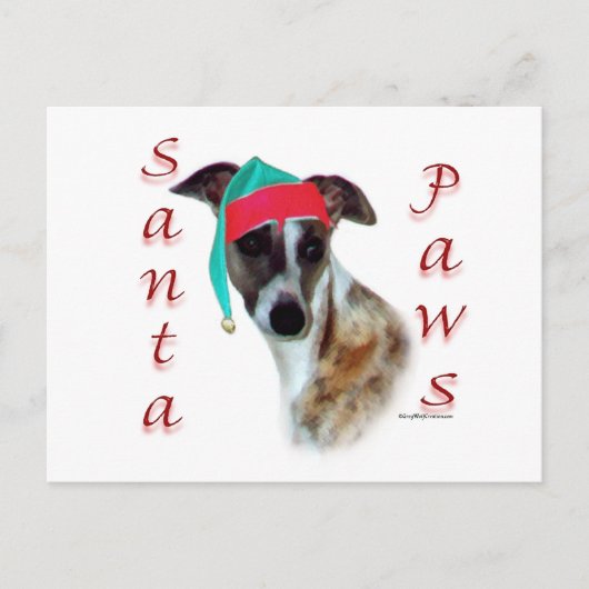 Whippet Santa Paws Feestdagenkaart (Voorkant)
