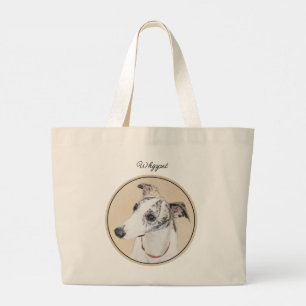 Whippet Schilderij Brindle White Originele Hond Ar Grote Tote Bag