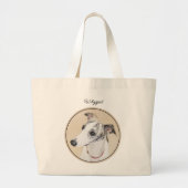 Whippet Schilderij Brindle White Originele Hond Ar Grote Tote Bag (Voorkant)