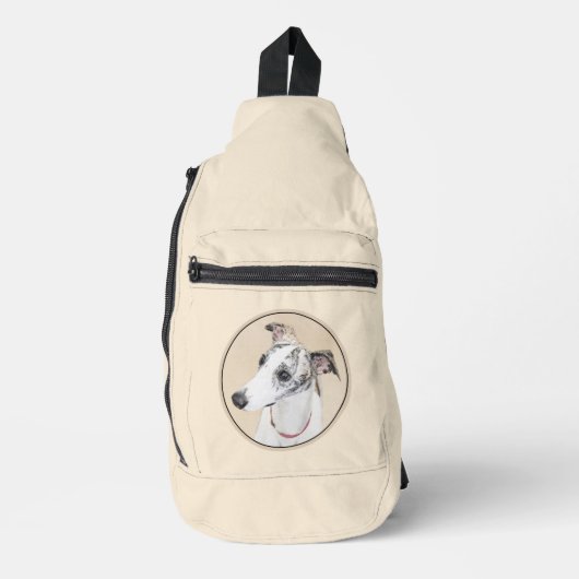 Whippet Schilderij Brindle White Originele Hond Ar Sling Bag (Voorkant)