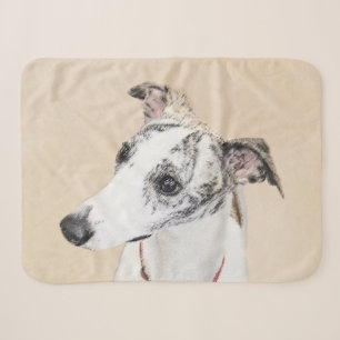Whippet Schilderij - Mooie Originele Honden Kunst Sherpa Deken