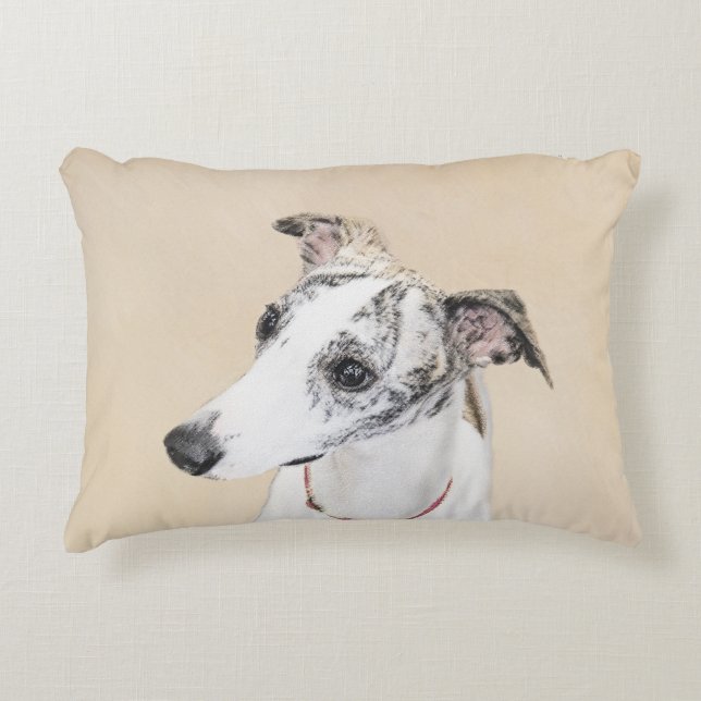 Whippet-schildering - Kute Original Dog Art Accent Kussen (Voorkant)