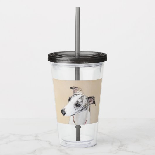 Whippet-schildering - Kute Original Dog Art Acryl Drinkbeker (Voorkant)