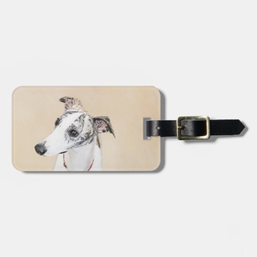 Whippet-schildering - Kute Original Dog Art Bagagelabel (Voorkant horizontaal)