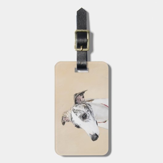 Whippet-schildering - Kute Original Dog Art Bagagelabel (Voorkant verticaal)