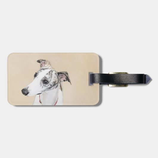 Whippet-schildering - Kute Original Dog Art Bagagelabel (Achterkant horizontaal)
