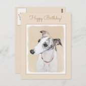 Whippet-schildering - Kute Original Dog Art Briefkaart (Voorkant / Achterkant)