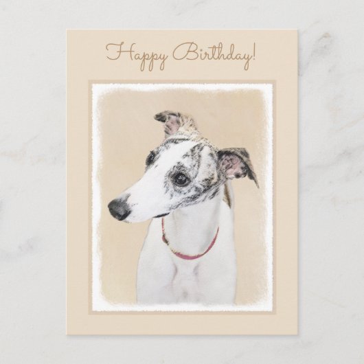 Whippet-schildering - Kute Original Dog Art Briefkaart (Voorkant)