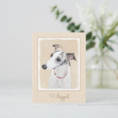 Whippet-schildering - Kute Original Dog Art Briefkaart (Staand voorkant)