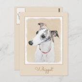 Whippet-schildering - Kute Original Dog Art Briefkaart (Voorkant / Achterkant)