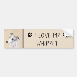 Whippet-schildering - Kute Original Dog Art Bumpersticker