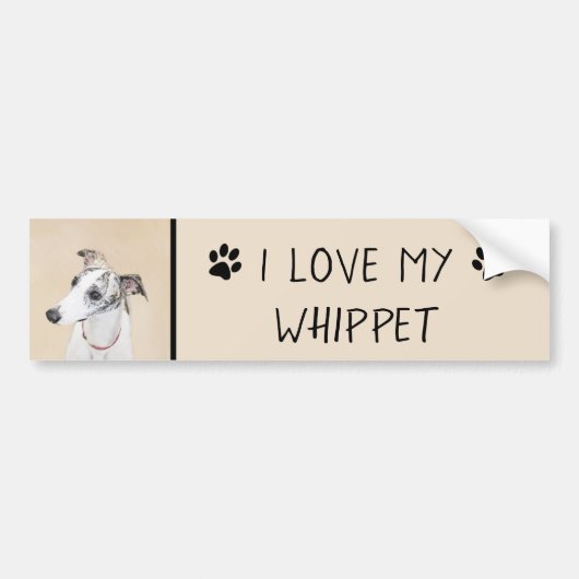 Whippet-schildering - Kute Original Dog Art Bumpersticker (Voorkant)