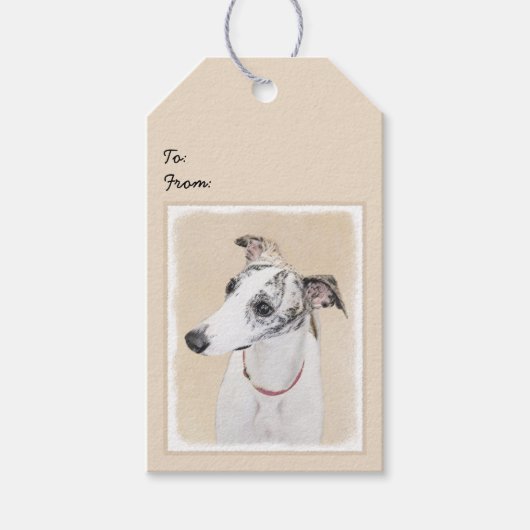 Whippet-schildering - Kute Original Dog Art Cadeaulabel (Voorkant)