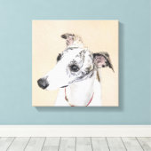 Whippet-schildering - Kute Original Dog Art Canvas Afdruk (Insitu (Houten vloer))