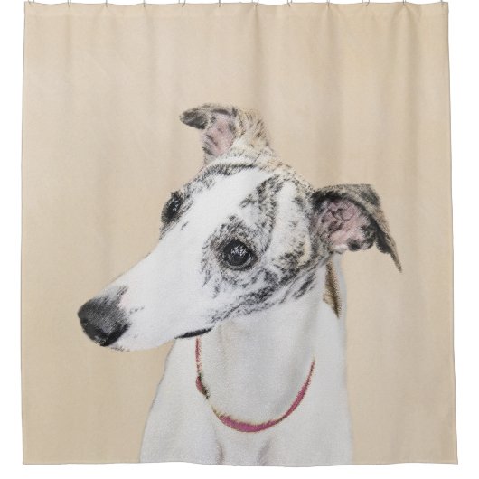 Whippet-schildering - Kute Original Dog Art Douchegordijn (Voorkant)