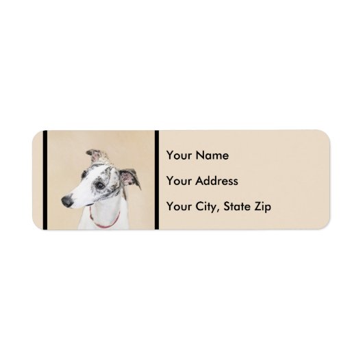 Whippet-schildering - Kute Original Dog Art Etiket (Voorkant)