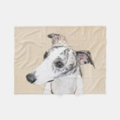 Whippet-schildering - Kute Original Dog Art Fleece Deken (Voorkant (Horizontaal))