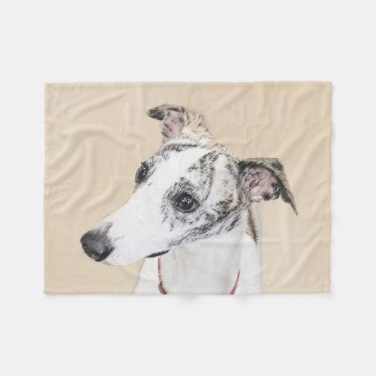 Whippet-schildering - Kute Original Dog Art Fleece Deken (Voorkant (Horizontaal))