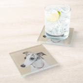 Whippet-schildering - Kute Original Dog Art Glazen Onderzetter (Schuin)