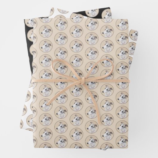 Whippet-schildering - Kute Original Dog Art Inpakpapier Vel (In situ)