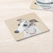 Whippet-schildering - Kute Original Dog Art Kartonnen Onderzetters (Schuin)