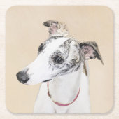 Whippet-schildering - Kute Original Dog Art Kartonnen Onderzetters (Voorkant)