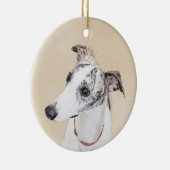 Whippet-schildering - Kute Original Dog Art Keramisch Ornament (Rechts)