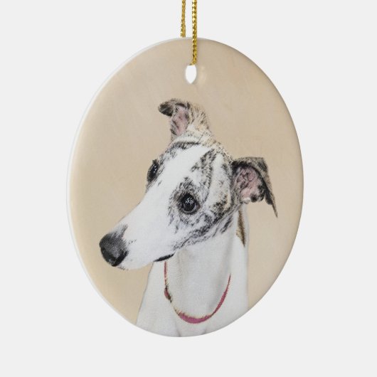 Whippet-schildering - Kute Original Dog Art Keramisch Ornament (Rechts)