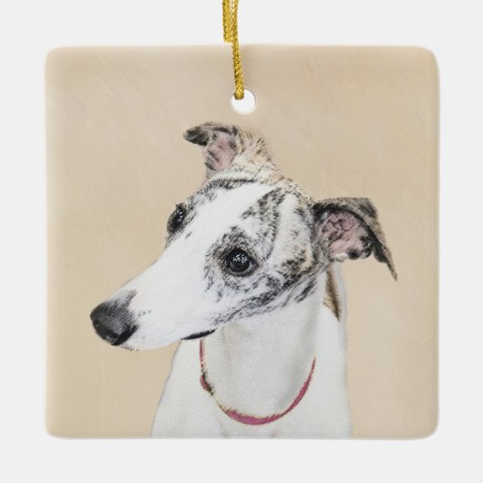Whippet-schildering - Kute Original Dog Art Keramisch Ornament (Voorkant)