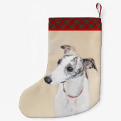 Whippet-schildering - Kute Original Dog Art Kleine Kerstsok (Achterkant)