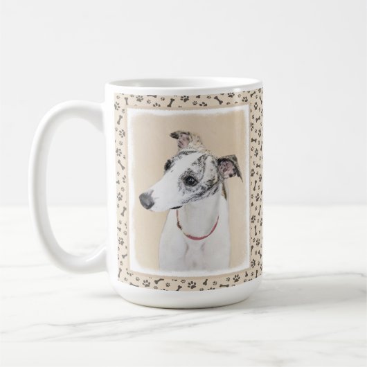 Whippet-schildering - Kute Original Dog Art Koffiemok (Links)