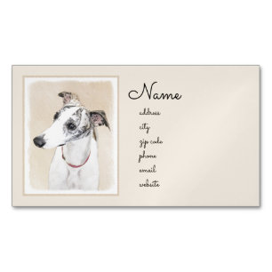Whippet-schildering - Kute Original Dog Art Magnetisch Visitekaartje