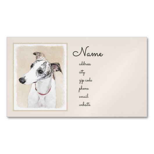Whippet-schildering - Kute Original Dog Art Magnetisch Visitekaartje (Voorkant)