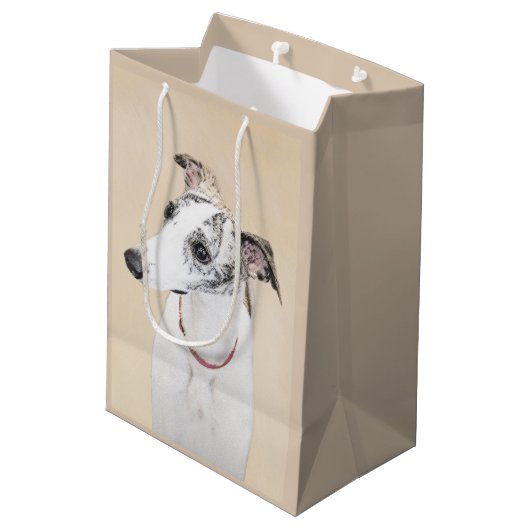 Whippet-schildering - Kute Original Dog Art Medium Cadeauzakje (Achterkant Gekanteld)