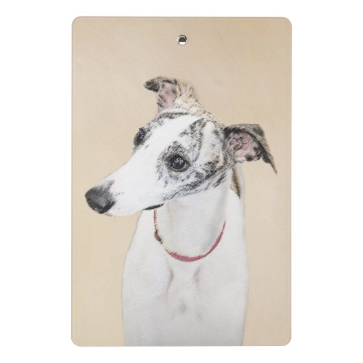 Whippet-schildering - Kute Original Dog Art Mini Klembord (Achterkant)