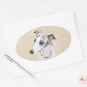 Whippet-schildering - Kute Original Dog Art Ovale Sticker (Envelop)