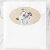 Whippet-schildering - Kute Original Dog Art Ovale Sticker (Tas)