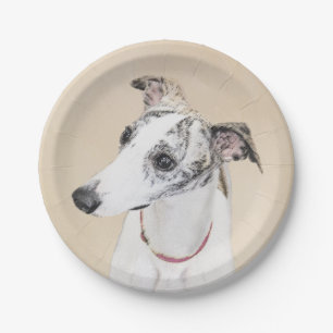 Whippet-schildering - Kute Original Dog Art Papieren Bordje