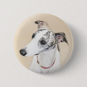 Whippet-schildering - Kute Original Dog Art Ronde Button 5,7 Cm