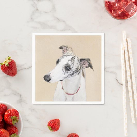 Whippet-schildering - Kute Original Dog Art Servet (Insitu)