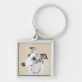 Whippet-schildering - Kute Original Dog Art Sleutelhanger (Voorkant)