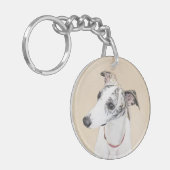 Whippet-schildering - Kute Original Dog Art Sleutelhanger (Voorkant Links)