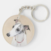 Whippet-schildering - Kute Original Dog Art Sleutelhanger (Achterkant)