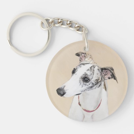 Whippet-schildering - Kute Original Dog Art Sleutelhanger (Voorkant)