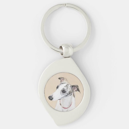 Whippet-schildering - Kute Original Dog Art Sleutelhanger (Voorkant)
