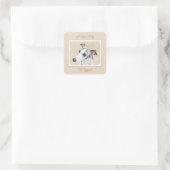 Whippet-schildering - Kute Original Dog Art Square Vierkante Sticker (Tas)