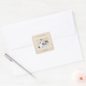 Whippet-schildering - Kute Original Dog Art Square Vierkante Sticker (Envelop)